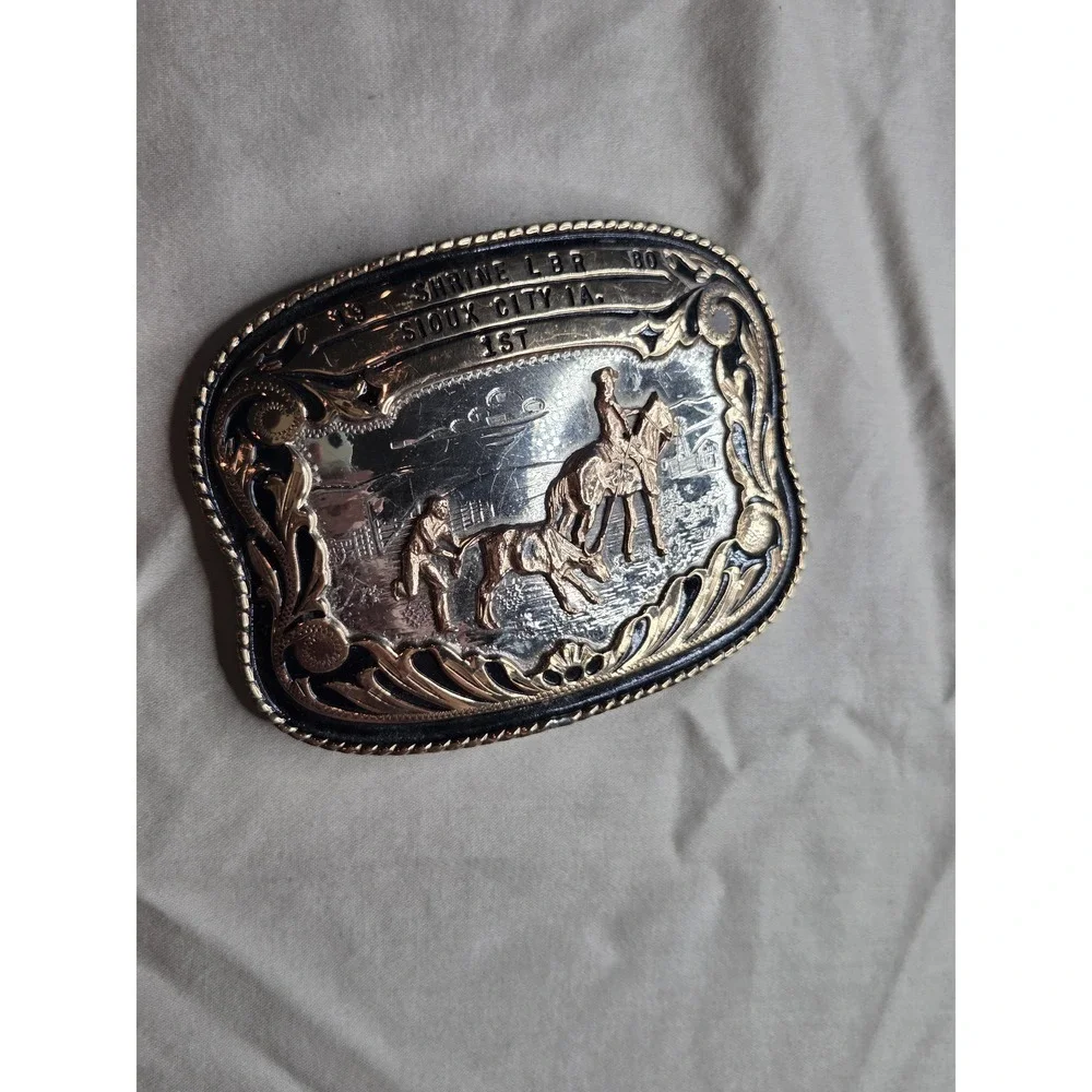 Comstock Silversmiths 1980 Shrine Rodeo Trophy Buckle - 1st Place
